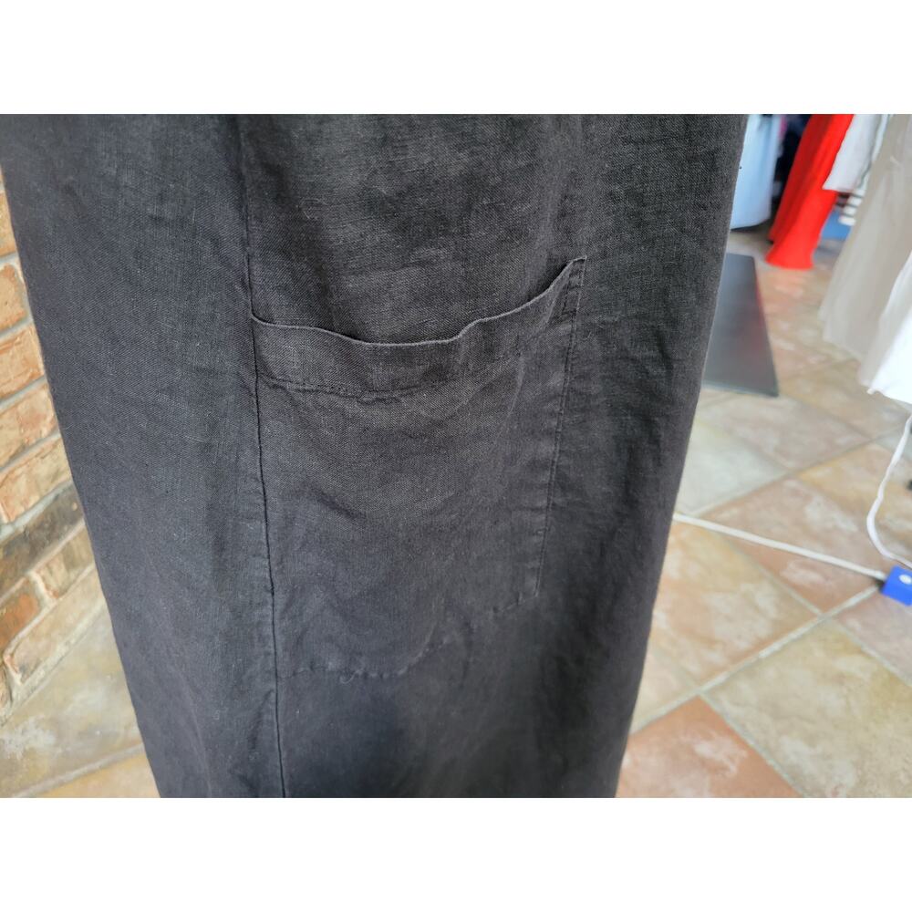 Bryn Walker Black Linen Button Front Maxi Shirt Dress Quiet Luxury Lagenlook XL - Picture 6 of 6